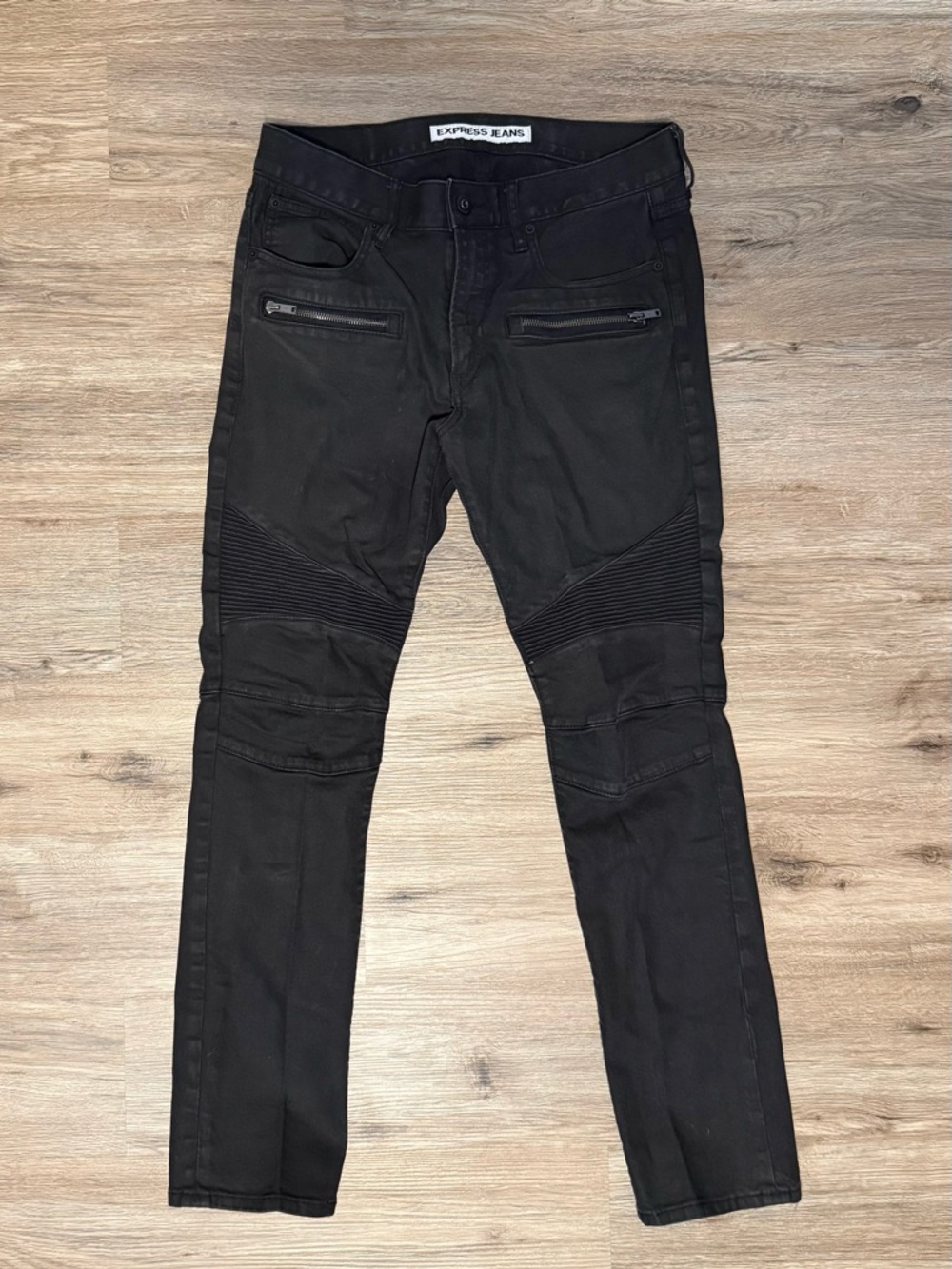 Express Jeans Men’s Black Skinny Moto Jeans